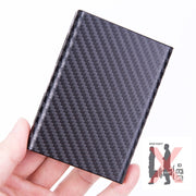 Aluminum Alloy Credit Card Bank Card Security Anti Magnetic Large Capacity Card Holder(Carbon Silver)
