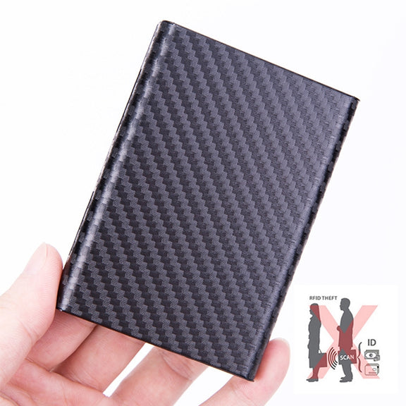 Aluminum Alloy Credit Card Bank Card Security Anti Magnetic Large Capacity Card Holder(Carbon Silver)
