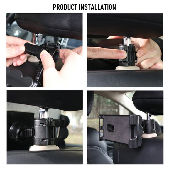 Universal Adjustable Car Tablet Stand Holder Car Seat Back Bracket For 4-11 Inch Tablet(Black)