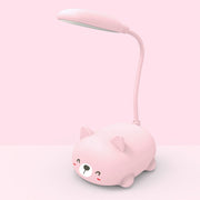 Cartoon Cat Design LED Eye Protection Reading Lamp USB Rechargeable Desk Lamp(Pink)