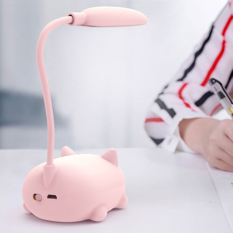 Cartoon Cat Design LED Eye Protection Reading Lamp USB Rechargeable Desk Lamp(Pink)