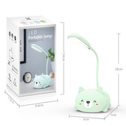 Cartoon Cat Design LED Eye Protection Reading Lamp USB Rechargeable Desk Lamp(Pink)