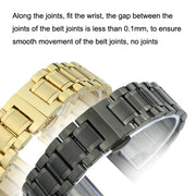 22mm Steel Bracelet Butterfly Buckle Five Beads Unisex Stainless Steel Solid Watch Strap, Color:Silver