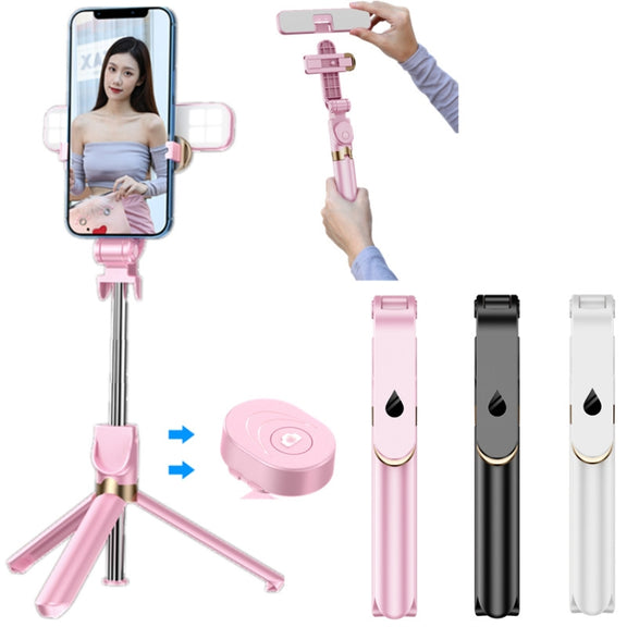 XT06 Live Beauty Bluetooth Tripod Selfie Stick(Pink)