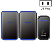 CACAZI A68-2 One to Two Wireless Remote Control Electronic Doorbell Home Smart Digital Wireless Doorbell, Style:US Plug(Black)