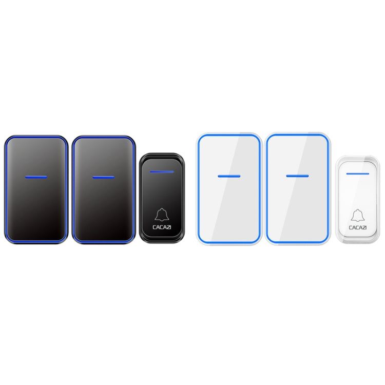 CACAZI A68-2 One to Two Wireless Remote Control Electronic Doorbell Home Smart Digital Wireless Doorbell, Style:EU Plug(White)