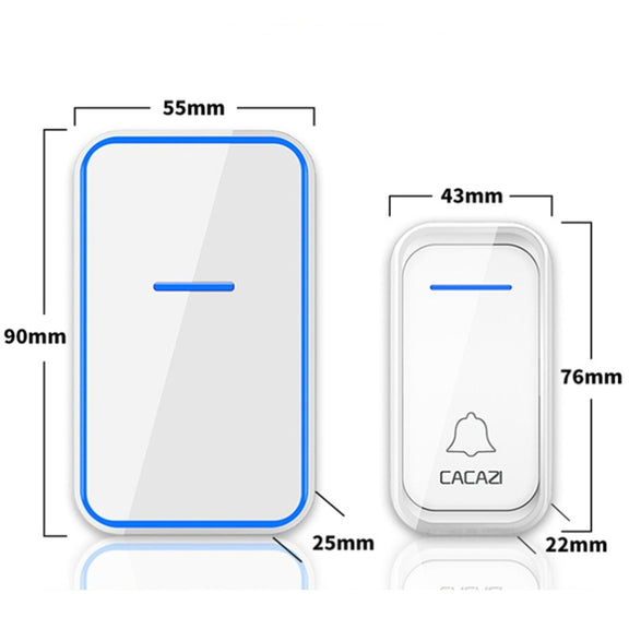 CACAZI A68-2 One to Two Wireless Remote Control Electronic Doorbell Home Smart Digital Wireless Doorbell, Style:EU Plug(White)