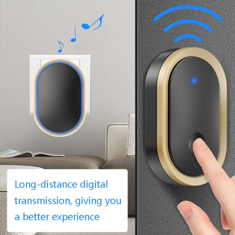 CACAZI A99 Home Smart Remote Control Doorbell Elderly Pager, Style:US Plug(Black)