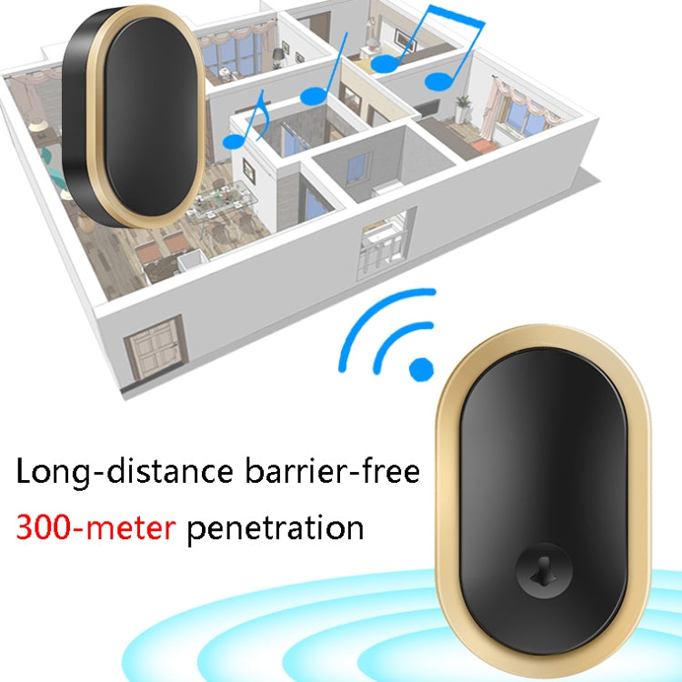 CACAZI A99 Home Smart Remote Control Doorbell Elderly Pager, Style:EU Plug(Black)