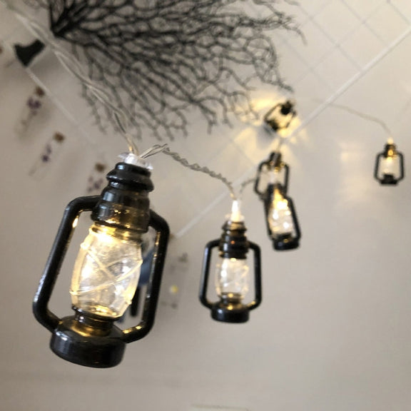 3m 20LEDs Christmas Lantern Festival Decoration Retro Kerosene Lamp LED String(Black)