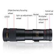 LUXUN 10-30x40 Single-Cylinder HD High-Power Telescope Mobile Phone Mini Telescope(Telescope & Phone Clip & Tripod)