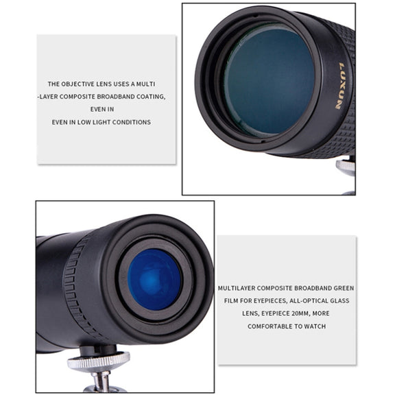 LUXUN 10-30x40 Single-Cylinder HD High-Power Telescope Mobile Phone Mini Telescope(Telescope & Phone Clip & Tripod)