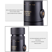 LUXUN 10-30x40 Single-Cylinder HD High-Power Telescope Mobile Phone Mini Telescope(Telescope & Phone Clip & Tripod)