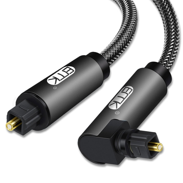 EMK 90 Degree Swivel Adjustable Right Angled 360 Degrees Rotatable Plug Nylon Woven Mesh Optical Audio Cable, Cable Length:3m(Black)