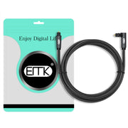 EMK 90 Degree Swivel Adjustable Right Angled 360 Degrees Rotatable Plug Nylon Woven Mesh Optical Audio Cable, Cable Length:3m(Black)