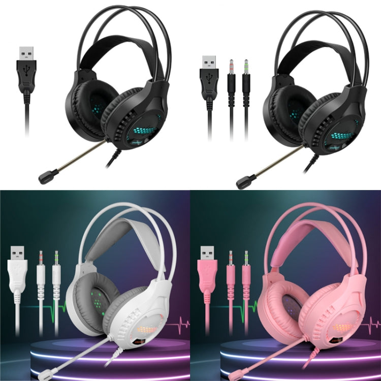 Smailwolf AK3 3.5mm Double Plug Version Game Wired Luminous Desktop Computer Headset(White)
