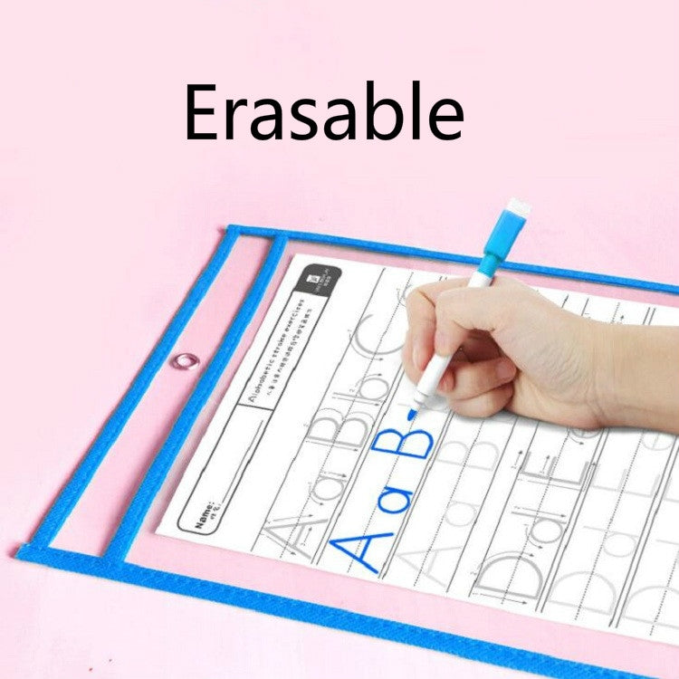 Erasable Hanging PVC A4 Transparent Sewing Red Document Dry Erase Bag, Size:21x30cm(Green)