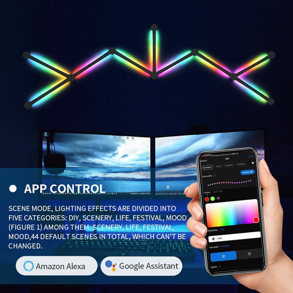 JSK-P22 Smart RGB Mosaic Light Rhythm Light Support Amazon Alexa / Google Assistant /DuerOS US Plug(Black)