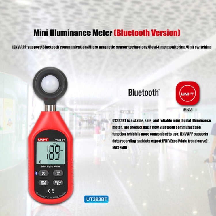 UNI-T UT383BT 200,000 LUX Digital Luxmeter Luminance Light Meter With LCD Backlit Display