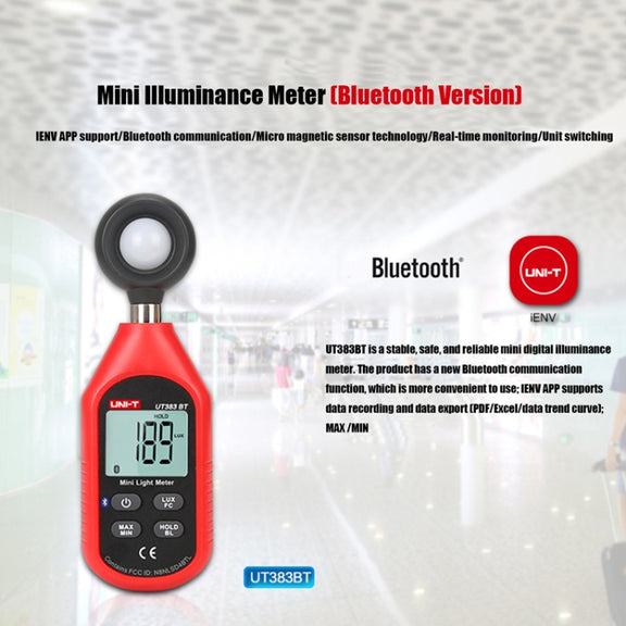 UNI-T UT383BT 200,000 LUX Digital Luxmeter Luminance Light Meter With LCD Backlit Display