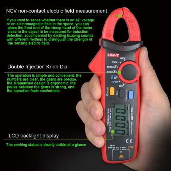 UNI-T UT211B  60A Digital Clamp Meter AC DC Voltage Detector