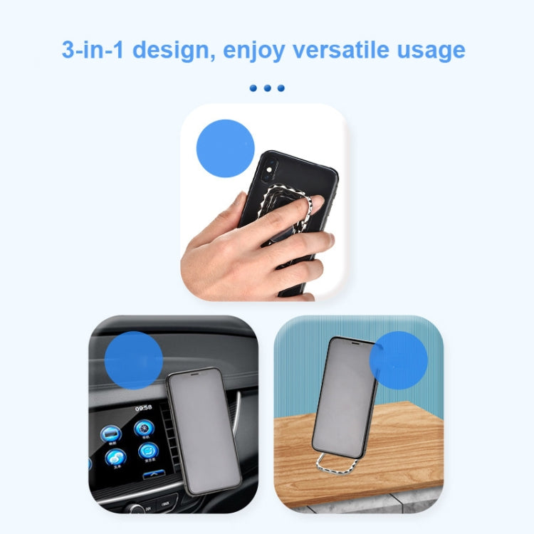 Metal Car Mobile Phone Folding Bracket Ring Buckle Paste Bracket,Style: Square(Black)