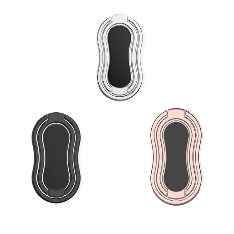 Metal Car Mobile Phone Folding Bracket Ring Buckle Paste Bracket,Style: Gourd(Black)