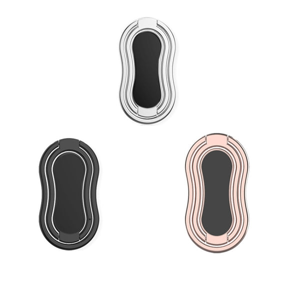 Metal Car Mobile Phone Folding Bracket Ring Buckle Paste Bracket,Style: Gourd(Black)