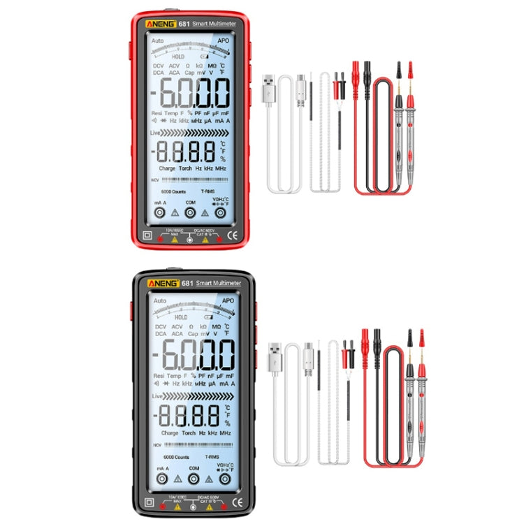 ANENG 681 LCD Digital Display Screen Smart Automatic Range Rechargeable Multimeter(Black)
