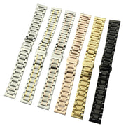20mm Steel Bracelet Butterfly Buckle Five Beads Unisex Stainless Steel Solid Watch Strap, Color:Gold