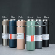 500ml 304 Stainless Steel Thermos Cup Portable Business Tea Cup,Spec: Gift Box Set(Black)
