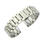 15mm Steel Bracelet Butterfly Buckle Five Beads Unisex Stainless Steel Solid Watch Strap, Color:Silver
