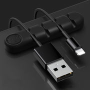 5 PCS 4 Holes Bear Silicone Desktop Data Cable Organizing And Fixing Device(Black)