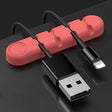 5 PCS 4 Holes Bear Silicone Desktop Data Cable Organizing And Fixing Device(Camellia Red) - Cable Organizer by PMC TechLife | Online Shopping South Africa | PMC TechLife