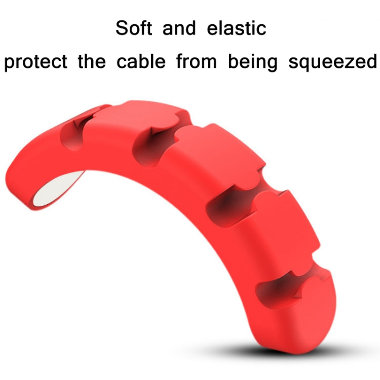 5 PCS 4 Holes Bear Silicone Desktop Data Cable Organizing And Fixing Device(Lemon Yellow)