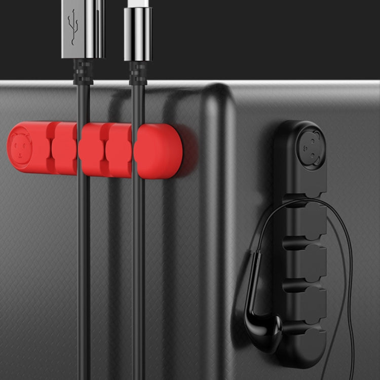 5 PCS 4 Holes Bear Silicone Desktop Data Cable Organizing And Fixing Device(Red)