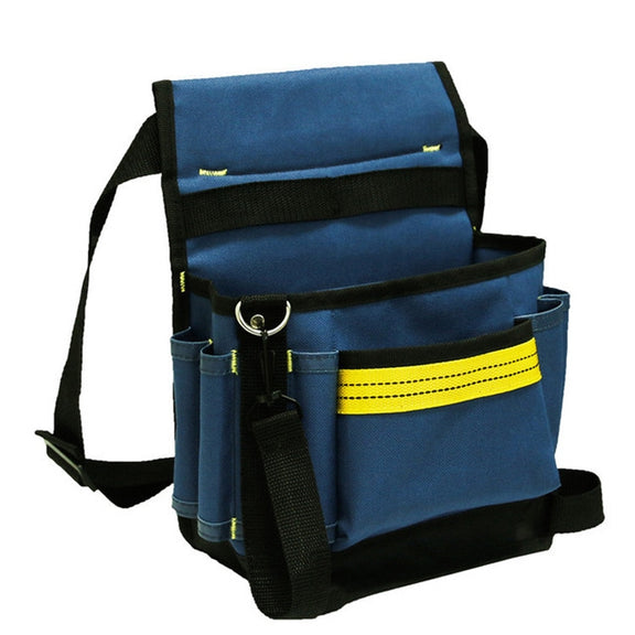 Electrician Maintenance Adjustable Multi-pocket Hardware Tool Belt Bag Multi-function Storage Bag(Blue)