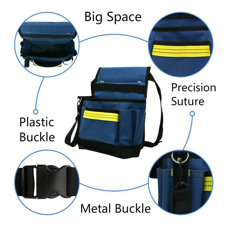 Electrician Maintenance Adjustable Multi-pocket Hardware Tool Belt Bag Multi-function Storage Bag(Blue)