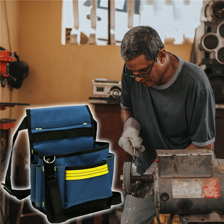 Electrician Maintenance Adjustable Multi-pocket Hardware Tool Belt Bag Multi-function Storage Bag(Blue)
