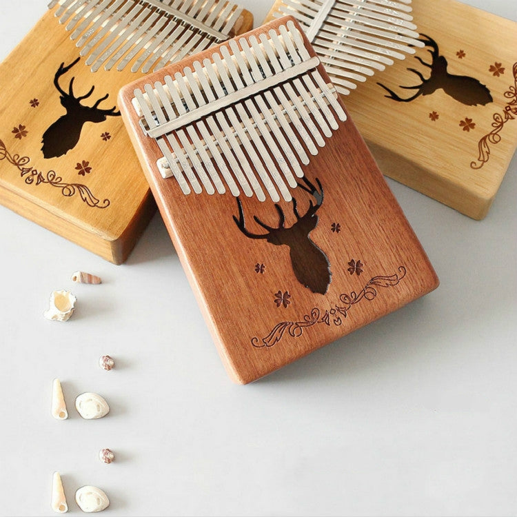17-tone Kalimba Portable Thumb Piano, Style:Mahogany-Classic Deer