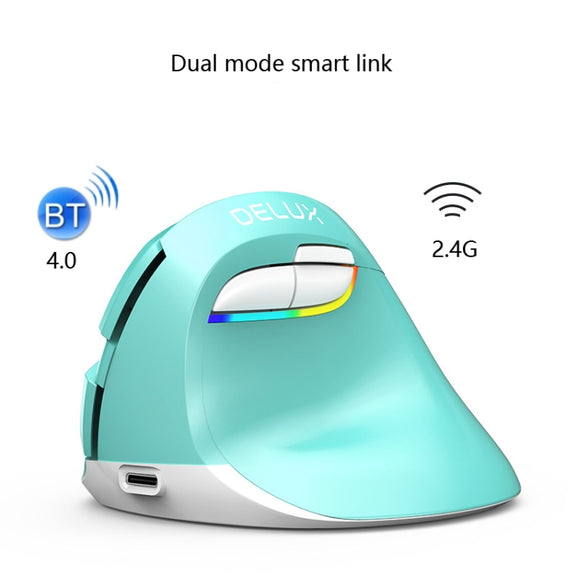 DELUX M618Mini Colorful Wireless Luminous Vertical Mouse Bluetooth Rechargeable Vertical Mouse(Classic black)