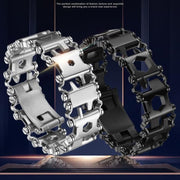 Multifunctional Stainless Steel Outdoor Survive Tool Bracelet for Men(Wide Silver)
