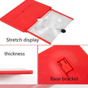 Pull-out Mobile Phone Screen Magnifier 3D Video Desktop Mobile Phone Holder, Size:12 inch(Red)