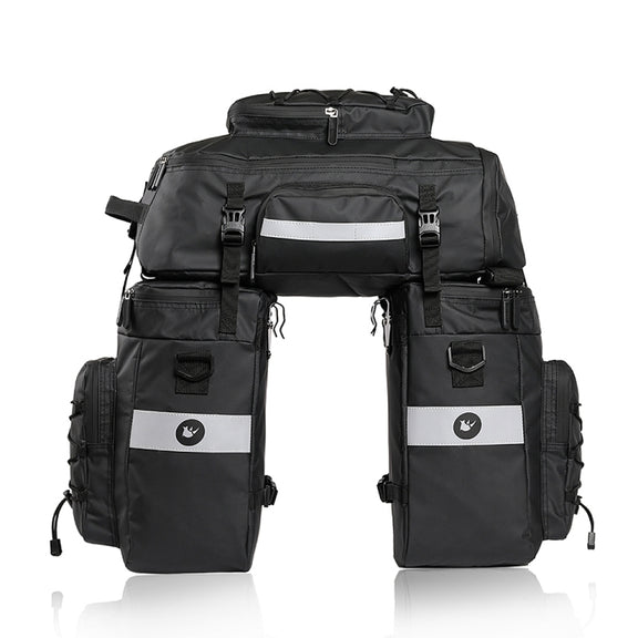 Rhinowalk Three-in-one Multifunctional Bicycle Rear Shelf Pannier Water-resistant Long-distance Equipment(Full Black)
