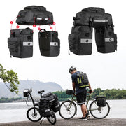 Rhinowalk Three-in-one Multifunctional Bicycle Rear Shelf Pannier Water-resistant Long-distance Equipment(Full Black)