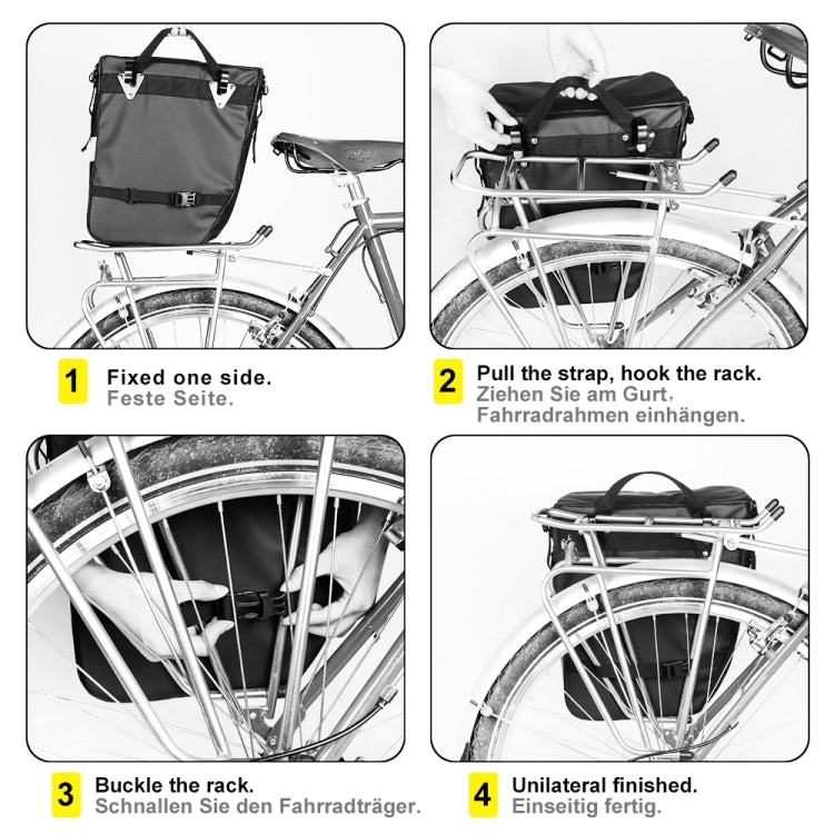 Rhinowalk Three-in-one Multifunctional Bicycle Rear Shelf Pannier Water-resistant Long-distance Equipment(Full Black)