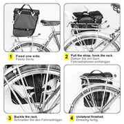 Rhinowalk Three-in-one Multifunctional Bicycle Rear Shelf Pannier Water-resistant Long-distance Equipment(Full Black)