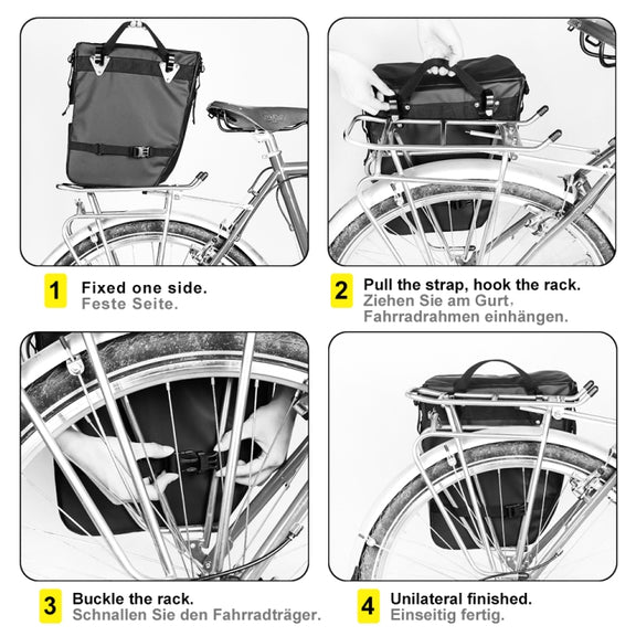 Rhinowalk Three-in-one Multifunctional Bicycle Rear Shelf Pannier Water-resistant Long-distance Equipment(Full Black)