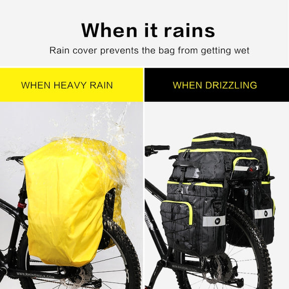 Rhinowalk Three-in-one Multifunctional Bicycle Rear Shelf Pannier Water-resistant Long-distance Equipment(Full Black)