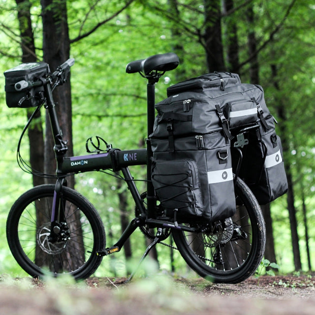 Rhinowalk Three-in-one Multifunctional Bicycle Rear Shelf Pannier Water-resistant Long-distance Equipment(Full Black)